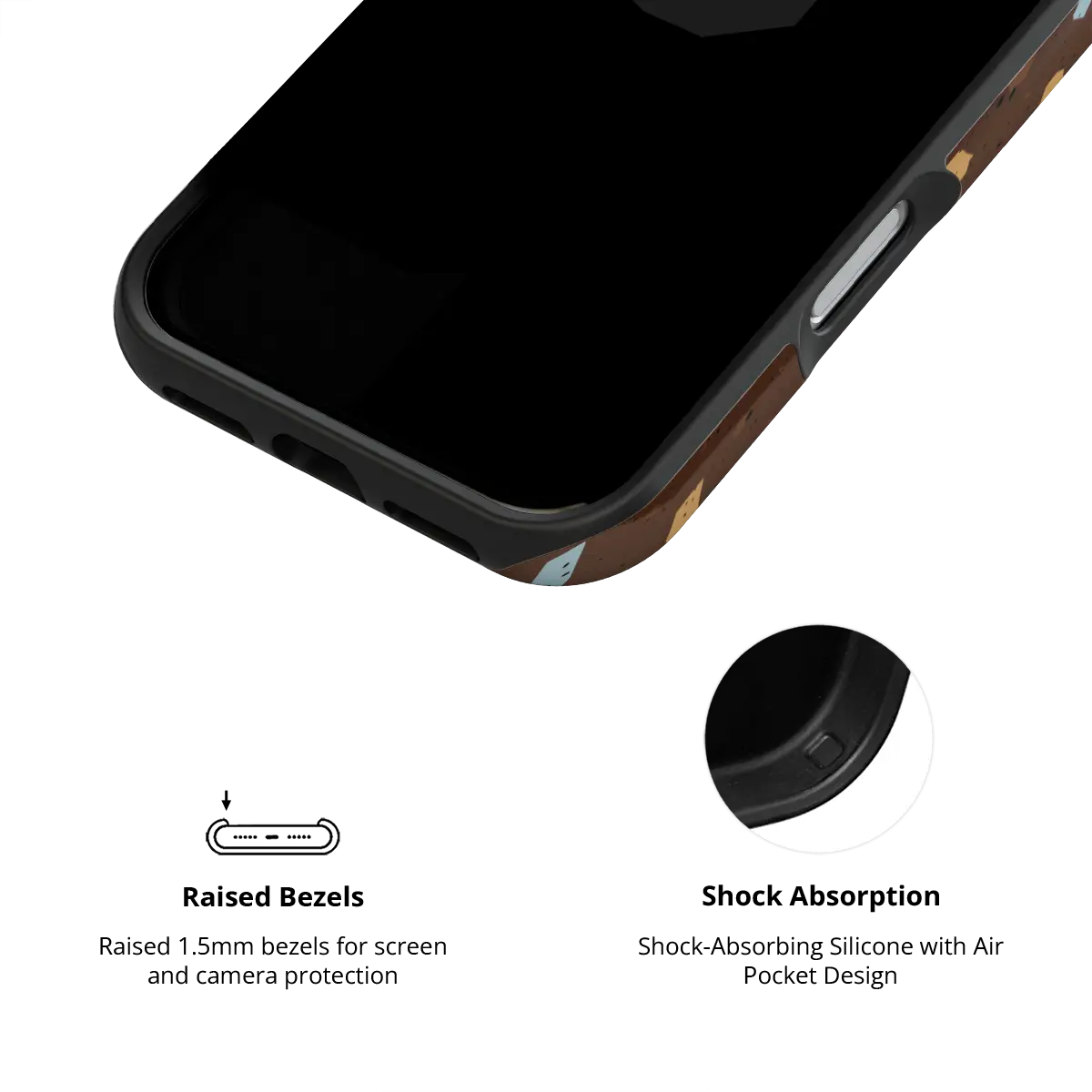 Cocoa Shard brown terrazzo Tough iPhone case inner view showing shock-absorbing drop protection.