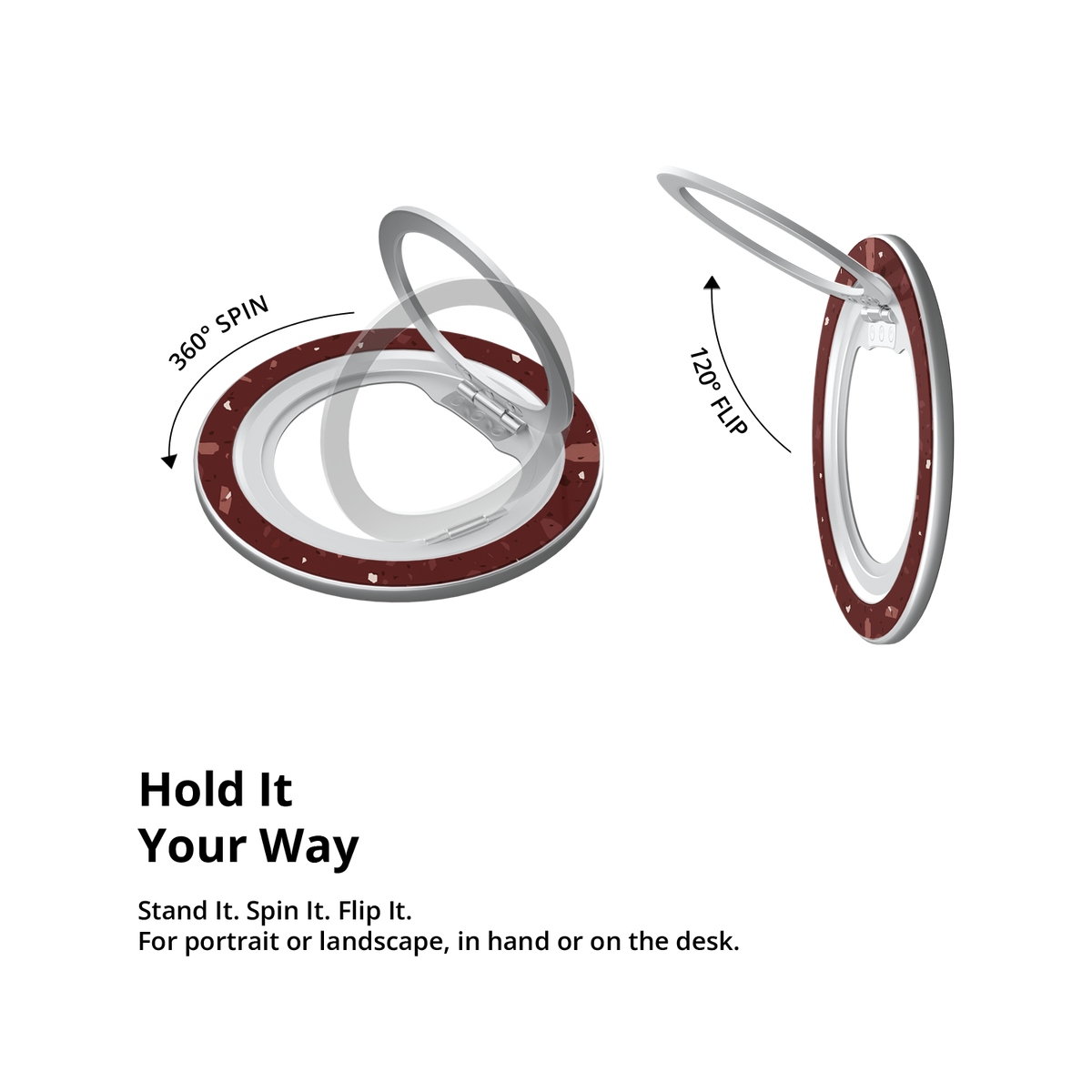Crushed Merlot | Wine Red Terrazzo MagSafe Ring Stand