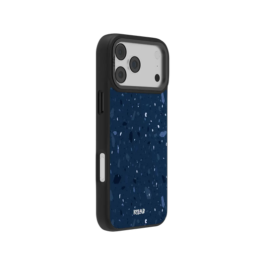KELAB iPhone Case navy blue terrazzo speckled tough protective cover with raised edges
