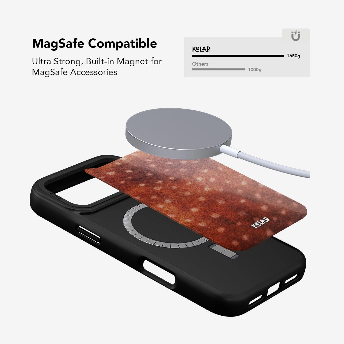 MagSafe compatible warm russet fawn phone case with built-in magnet. Designed for strong magnetic hold and seamless accessory integration.