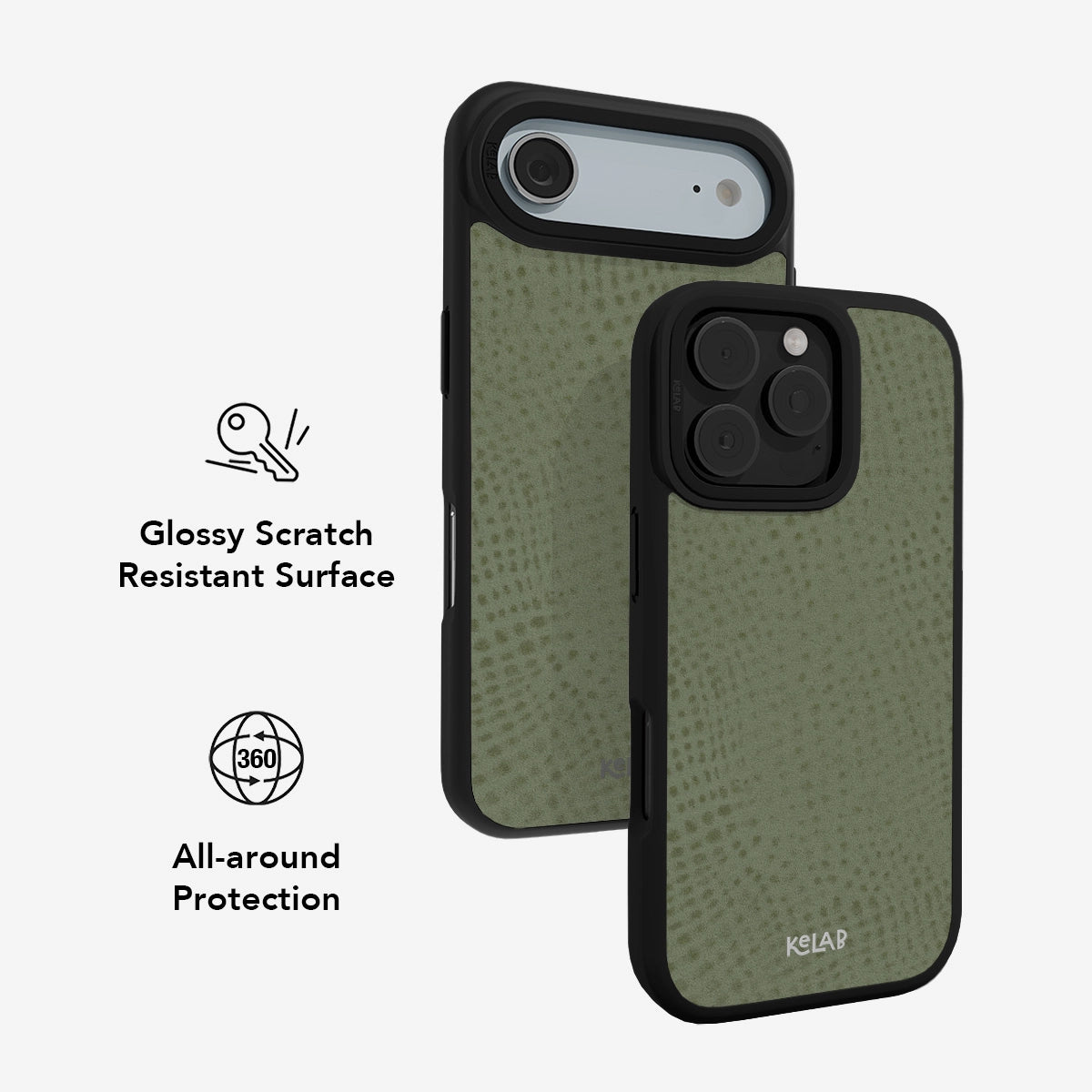 Glossy Sage Green Phone Case with scratch-resistant surface and 360-degree protection, ideal for stylish and durable phone coverage.