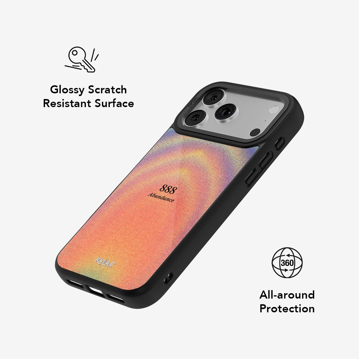 Glossy scratch-resistant Angel Number 888 iPhone Case with 360-degree protection and vibrant retro aesthetic for stylish phone safety.
