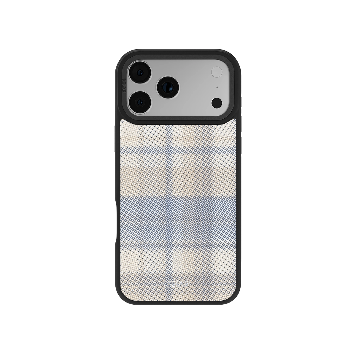 Oatmilk Flannel Phone Case with beige plaid design for iPhone, featuring minimalist style and soft neutral tones for a casual look.