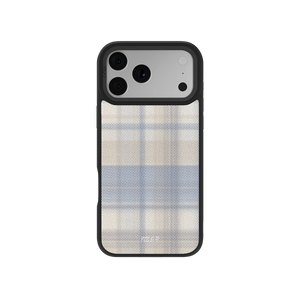 Oatmilk Flannel Phone Case with beige plaid design for iPhone, featuring minimalist style and soft neutral tones for a casual look.