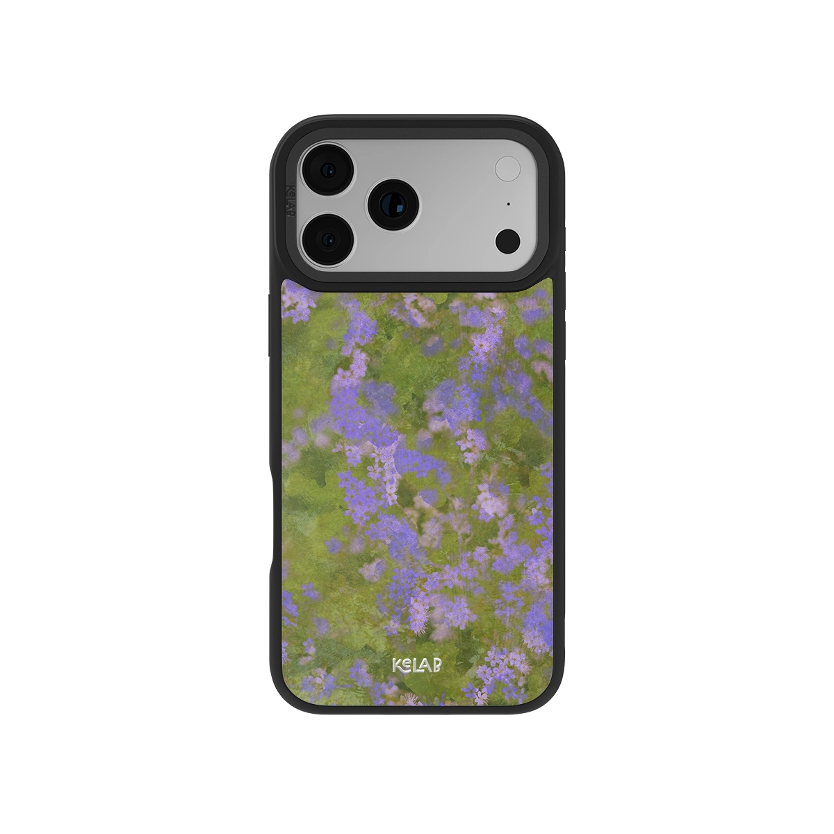 Purple Wildflower Meadow iPhone Case by KELAB with a lush green and violet floral design, offering a stylish nature-inspired phone accessory.