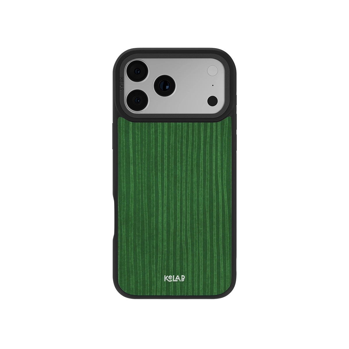 Green Stripe Pattern iPhone Case by KELAB featuring a hand-painted vertical stripe design and minimalist aesthetic for a sleek, modern look.