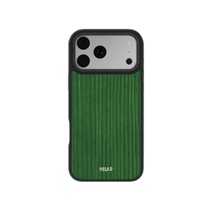 Green Stripe Pattern iPhone Case by KELAB featuring a hand-painted vertical stripe design and minimalist aesthetic for a sleek, modern look.