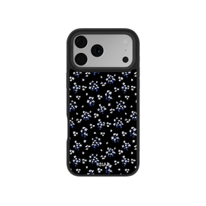 Minimalist Black Floral iPhone Case by KELAB featuring delicate white lilies on a deep black background with a sleek, protective design.