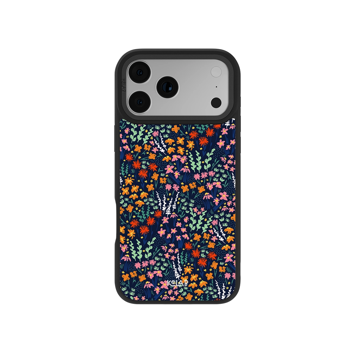 Midnight Meadow Wildflower Phone Case with vibrant floral design on navy background, offering stylish protection for smartphones.
