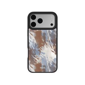 Abstract Earthy Watercolor Phone Case by KELAB featuring hand-painted brown, blue, and cream tones on a classic phone case for a modern aesthetic.