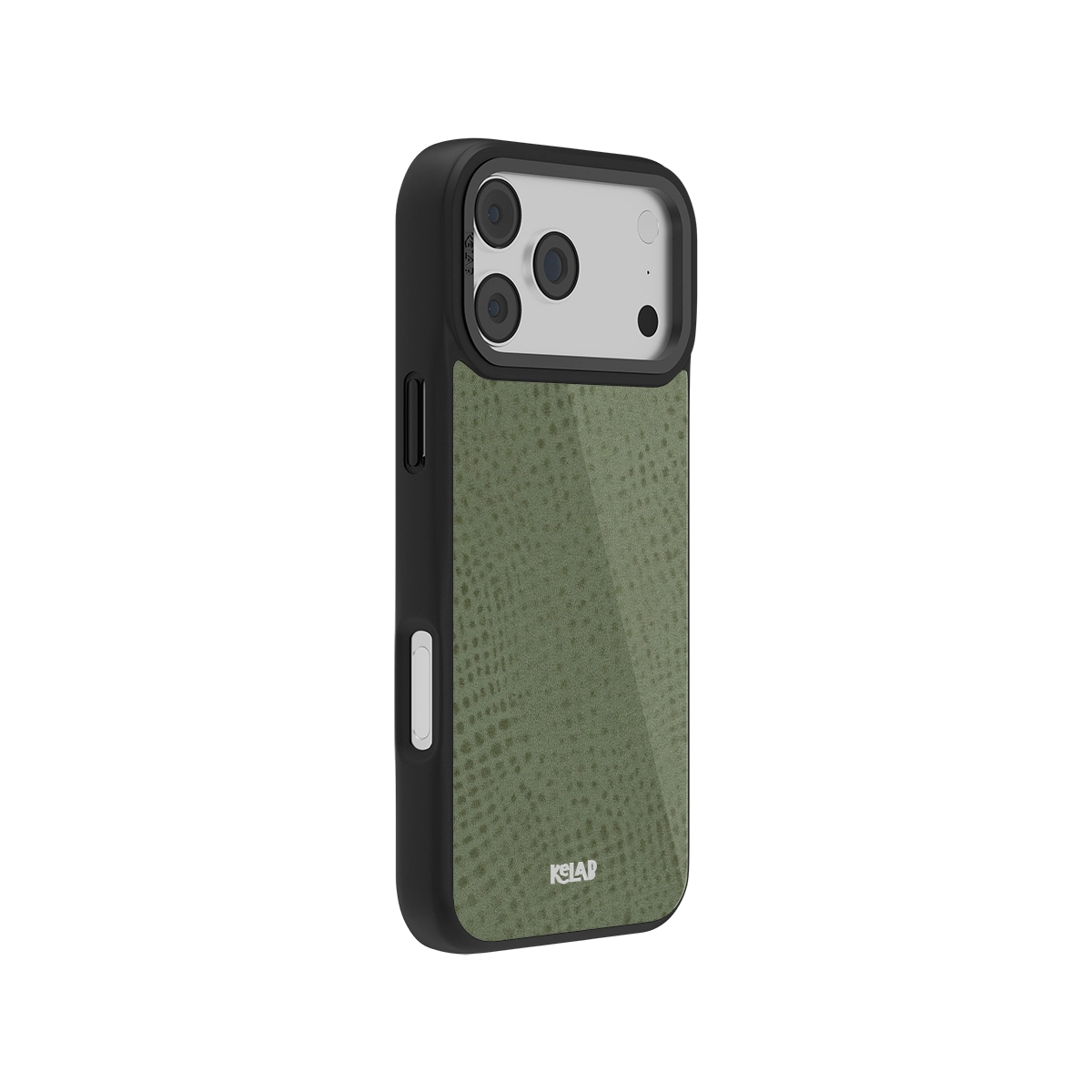 Minimalist Sage Green Phone Case with textured back and durable black edges, offering a sleek and elegant look for everyday use.