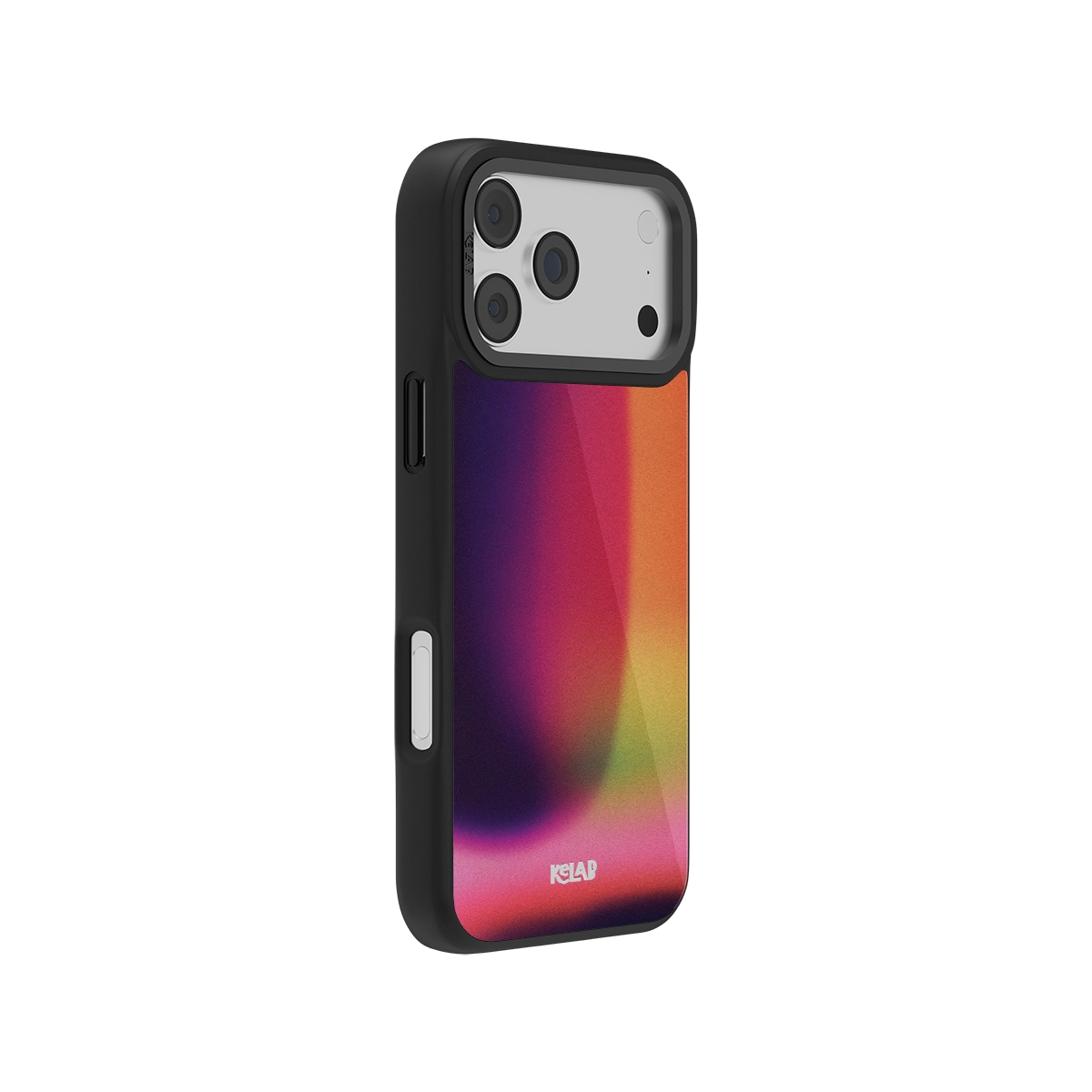Colorful gradient iPhone case in black, protective design with sleek finish, ideal for style and durability.
