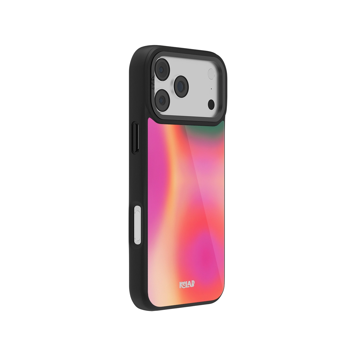 Colorful gradient iPhone case with black edges, designed for stylish protection and enhanced grip.