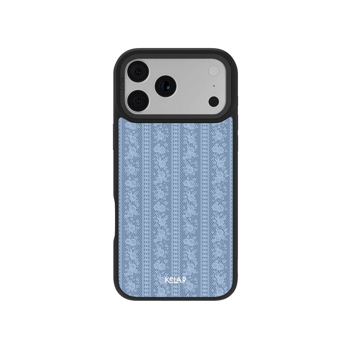 Botanical iPhone Case in iridescent blue with a textured floral design and TPU material