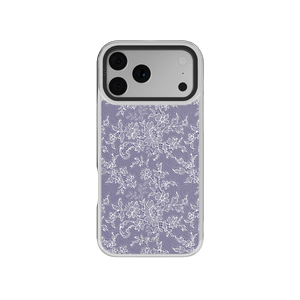 Botanical iPhone Case in iridescent purple with floral design and chrome silver edges
