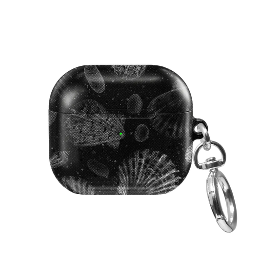 Moonlit Shells | Black Seashell AirPods Case - front view