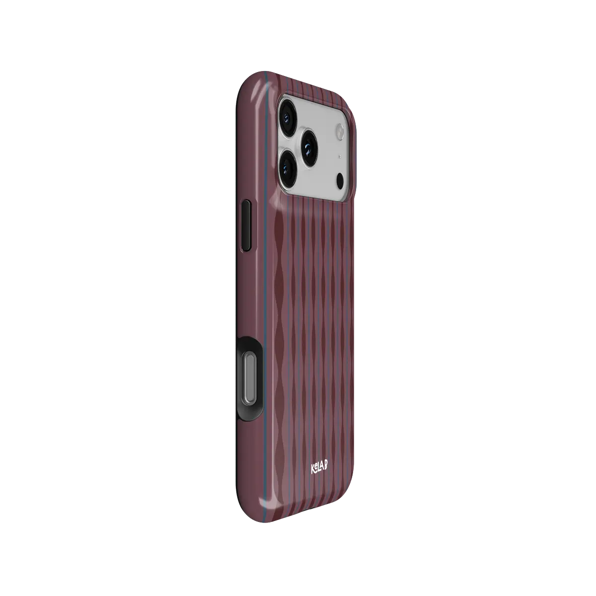 Mulberry iPhone case — Tough, side angle showing full body wrap and button cutouts