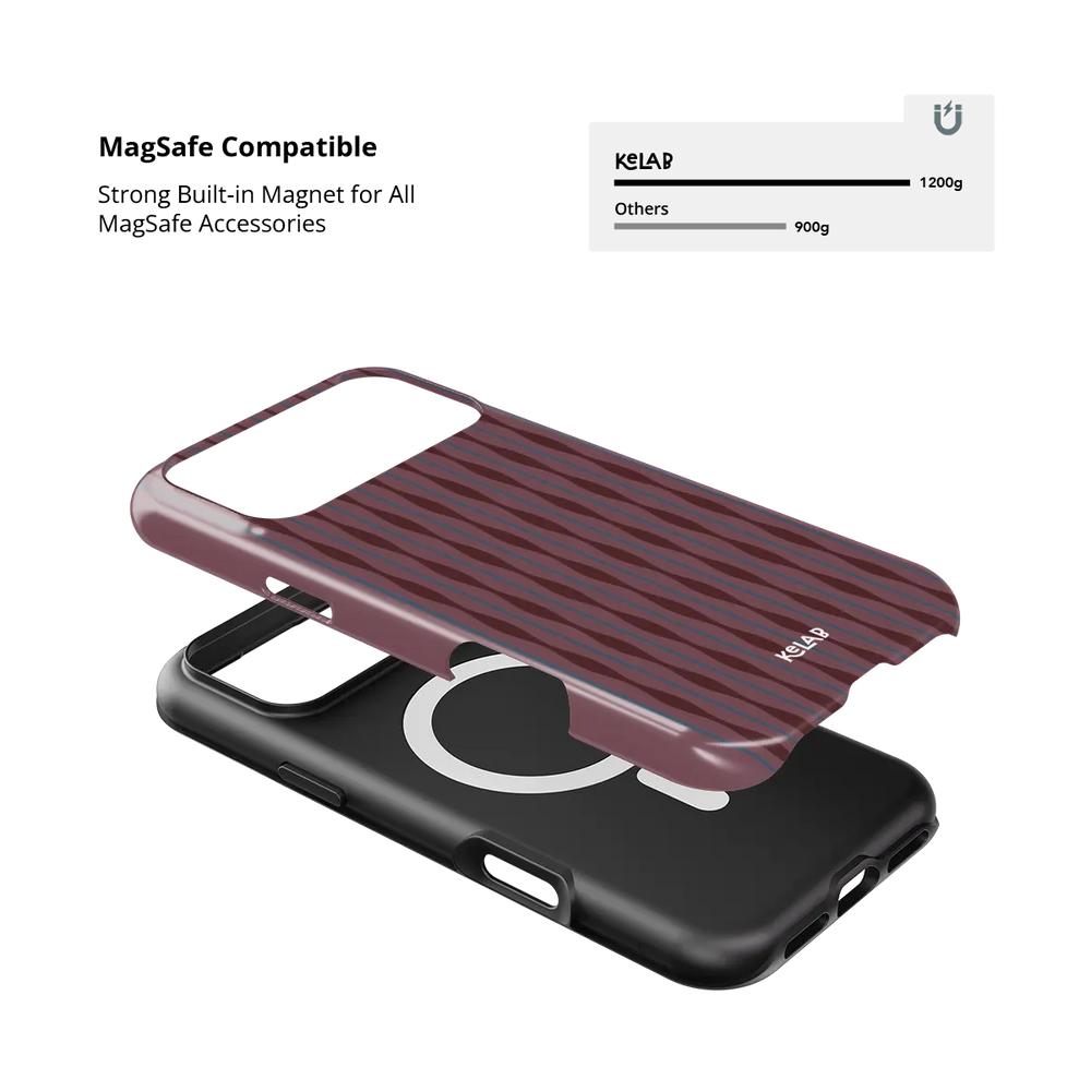 Mulberry iPhone case — Tough, MagSafe magnet compatibility strength demonstration