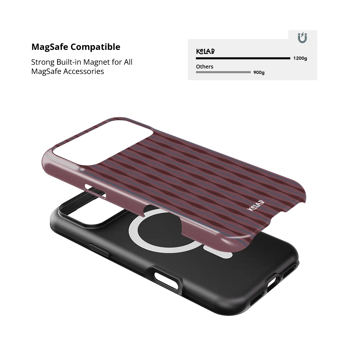 Mulberry iPhone case — Tough, MagSafe magnet compatibility strength demonstration