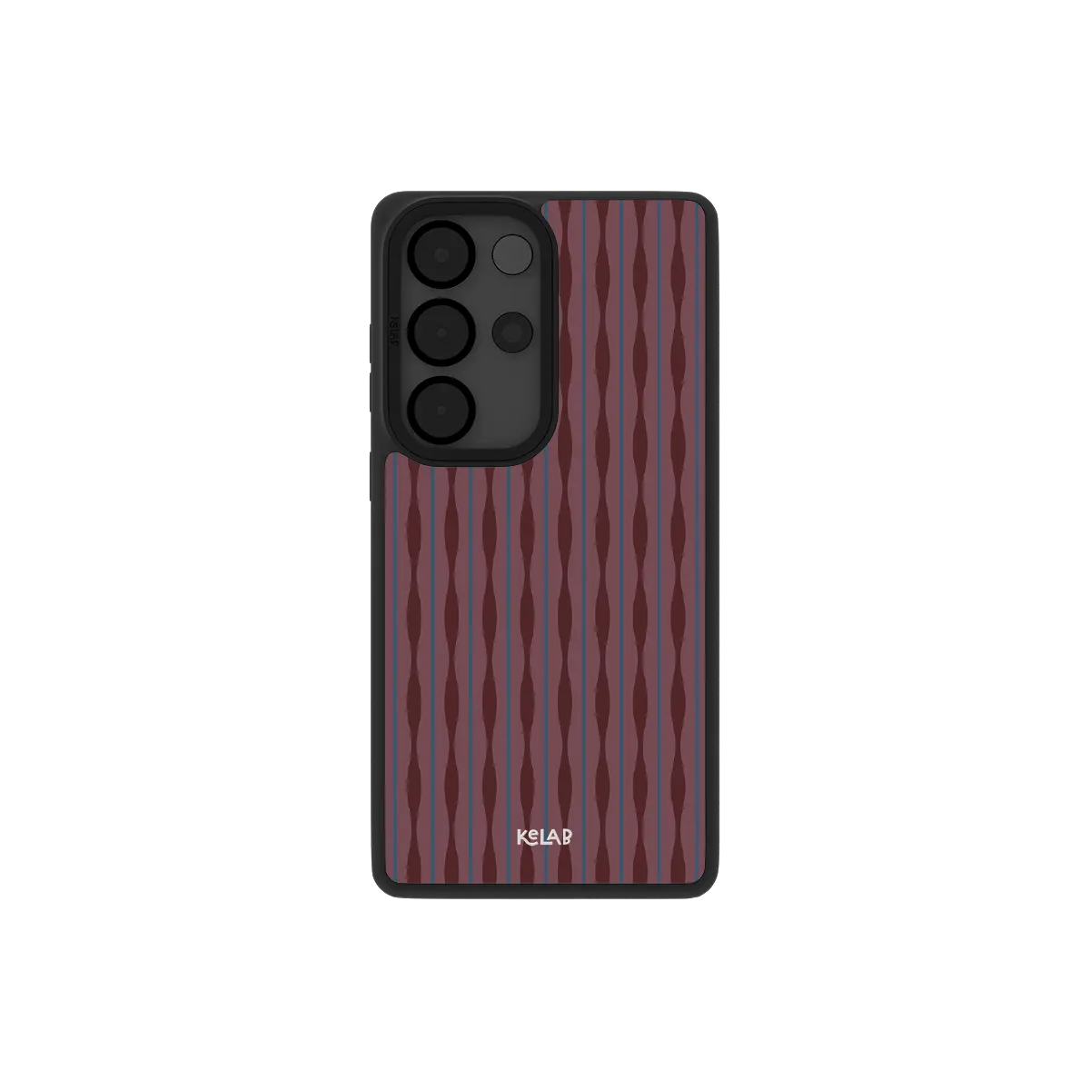 Burgundy wavy texture Samsung Galaxy case, back view with a deep wine ripple pattern around the camera cutout