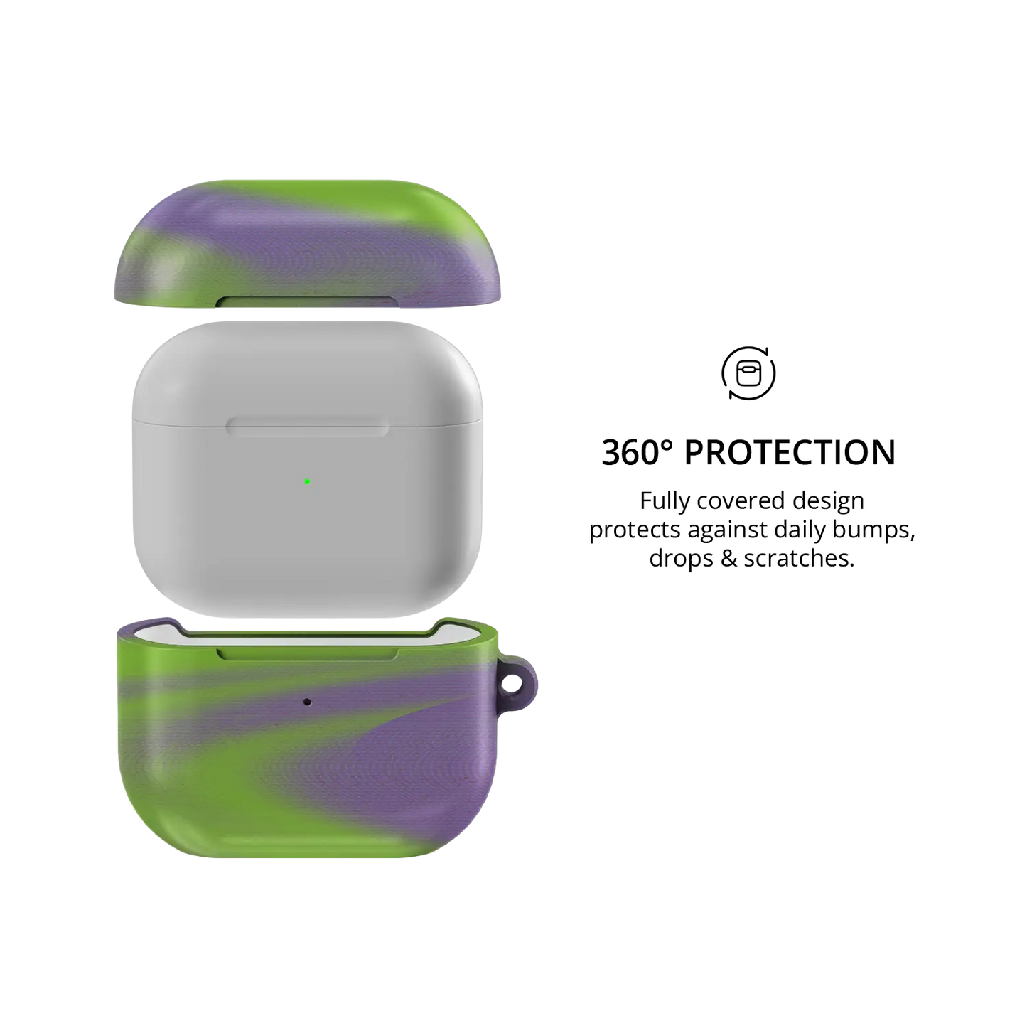 Neon Green Abstract Wave AirPods Case, 360-degree protective coverage