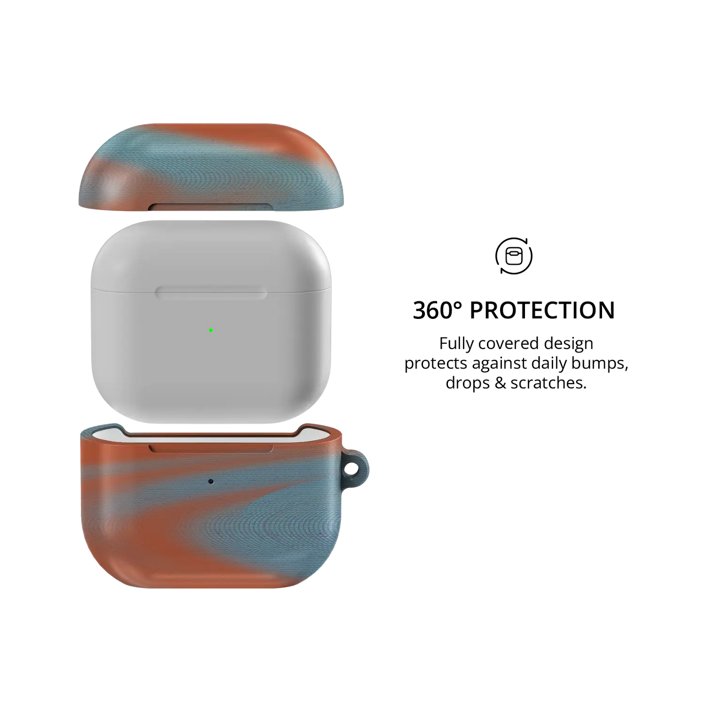 Orange Blue Abstract Wave AirPods Case, 360-degree protective coverage