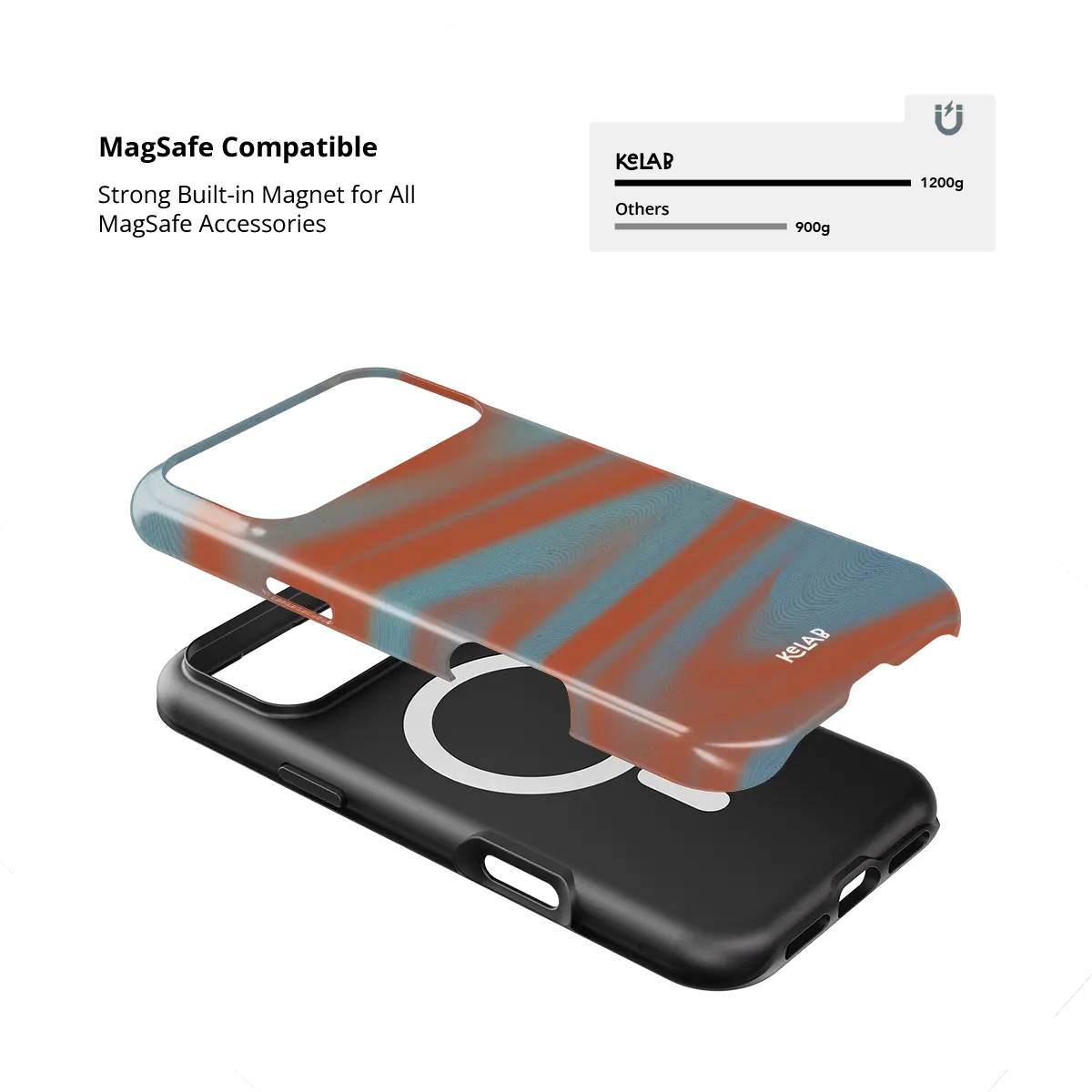 Y2K Orange Abstract Wave iPhone Case, MagSafe compatible with built-in magnet strength