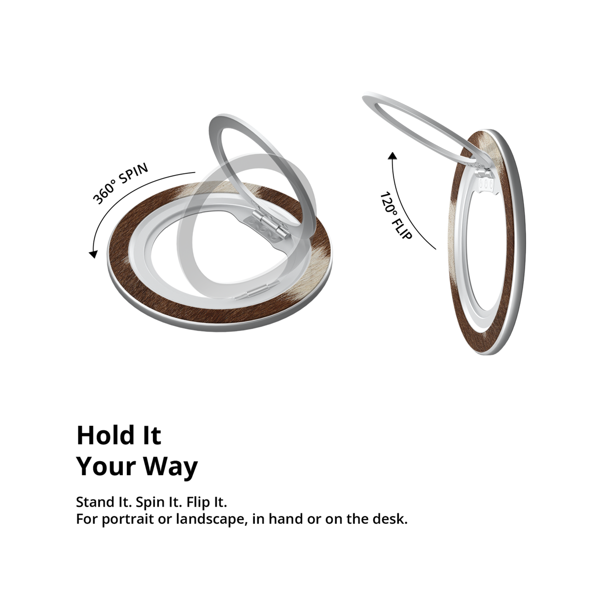 Rodeo Drive | Brown & White Cow Print MagSafe Ring Stand
