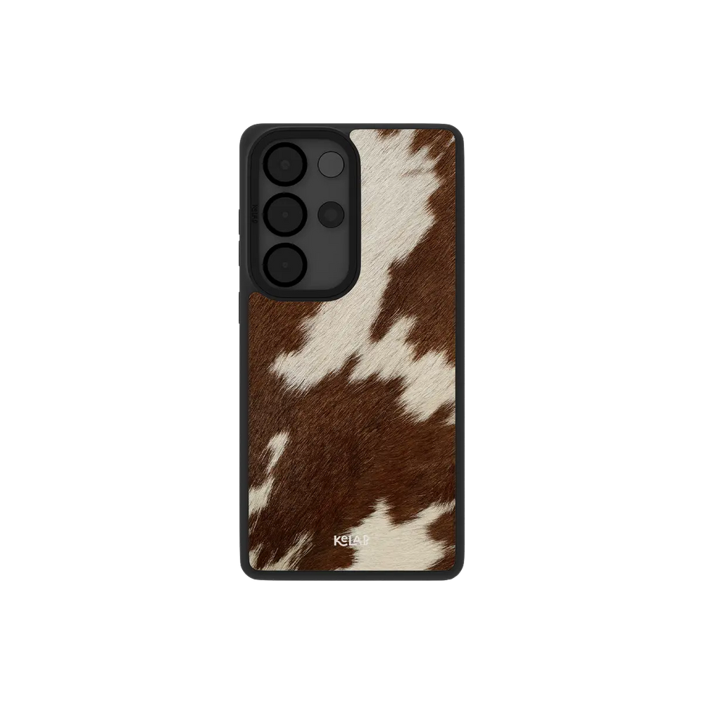 Brown and white animal print Samsung Galaxy phone case made of TPU material with minimalist design