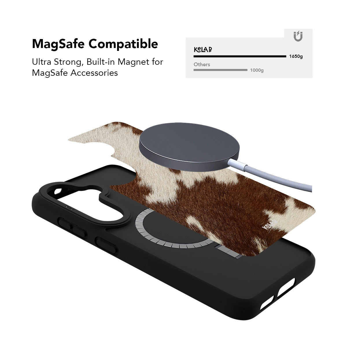 Brown animal print Samsung Galaxy phone case with MagSafe compatibility and strong built-in magnet