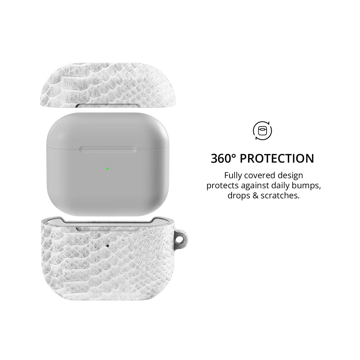 White Venom | White Snake Skin Print AirPods Case