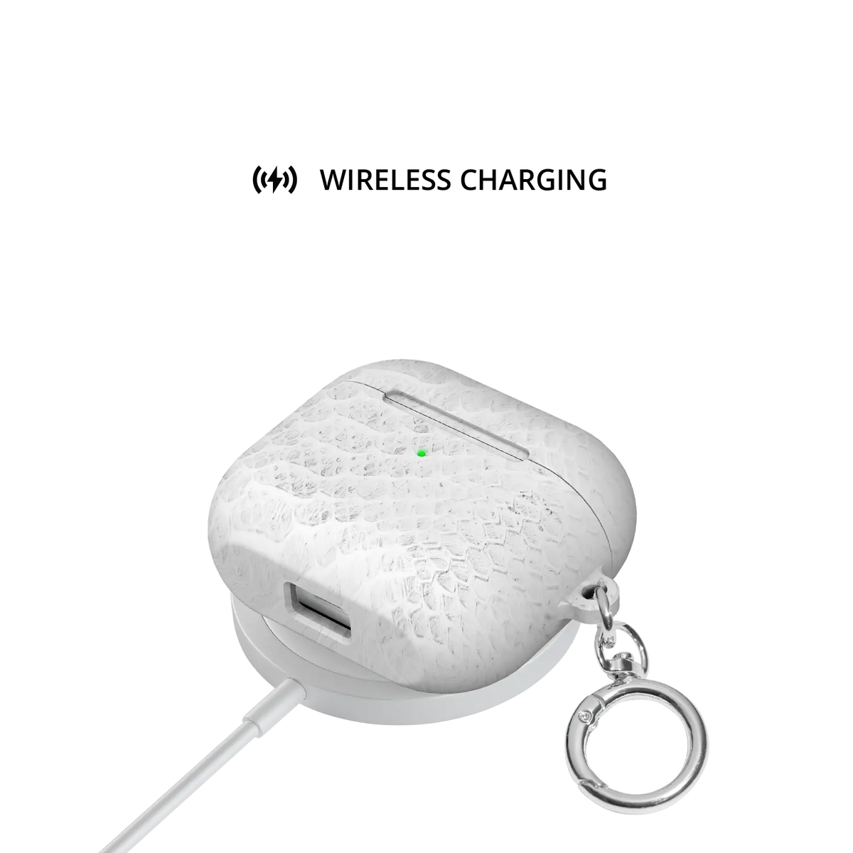 White Venom | White Snake Skin Print AirPods Case