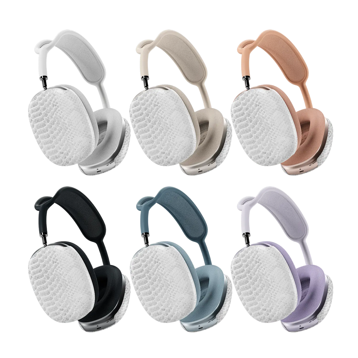 White Venom | White Snake Skin Print AirPods Max Case