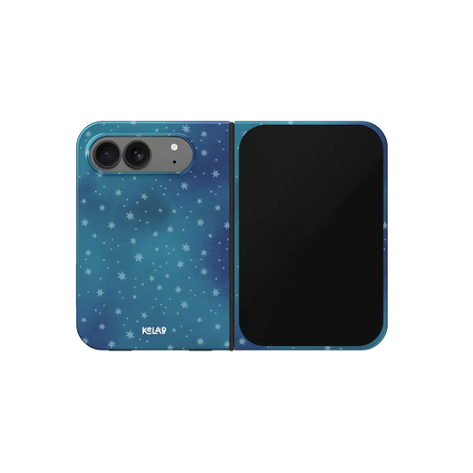 Night Sky, Dark Blue Galaxy Gradient iPhone 18 Fold Case, unfolded front view