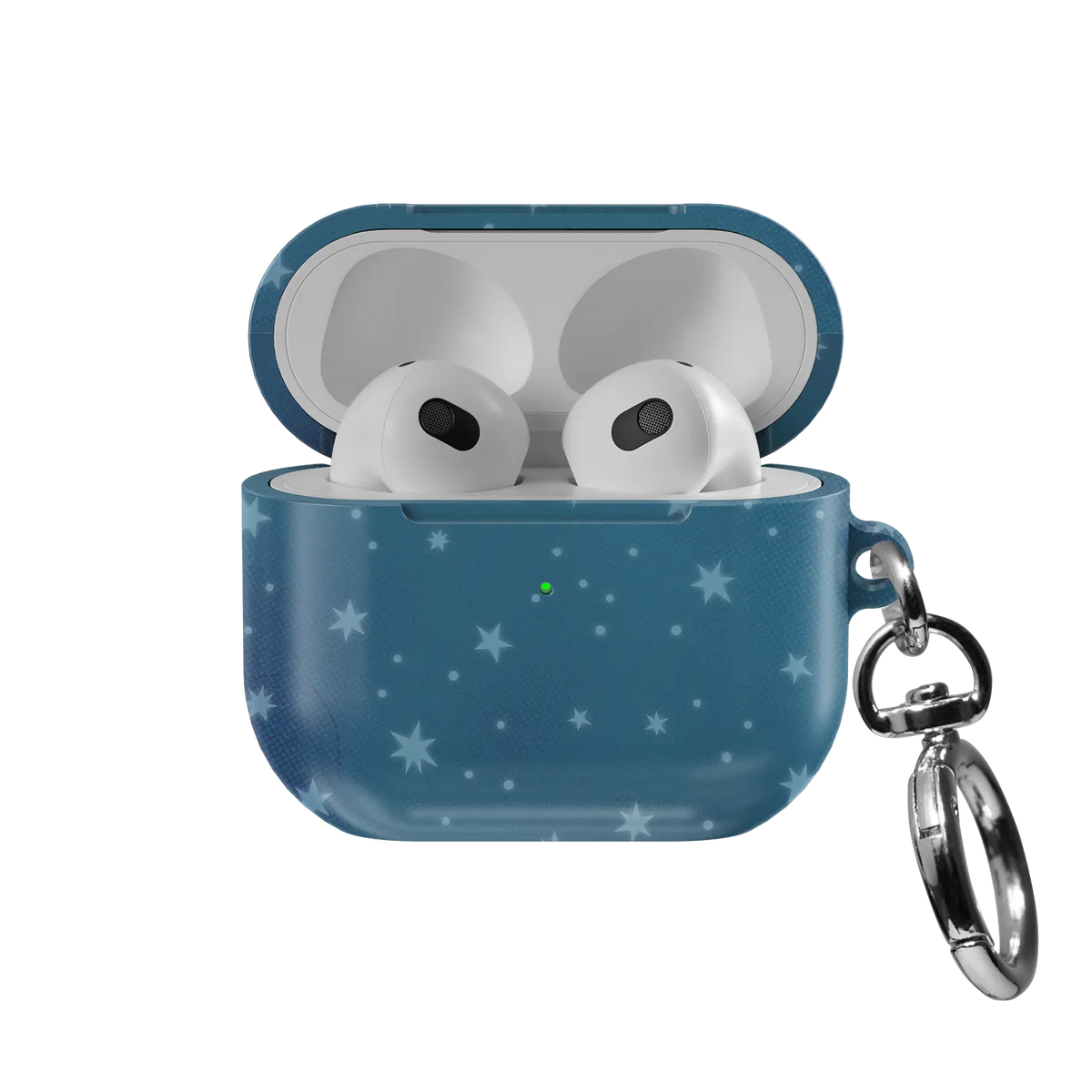 Moon Mist | Starry Blue Celestial AirPods Case - front view with open lid