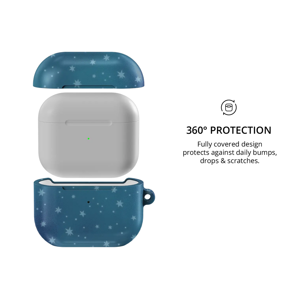 Moon Mist | Starry Blue Celestial AirPods Case - 360 degree protection view