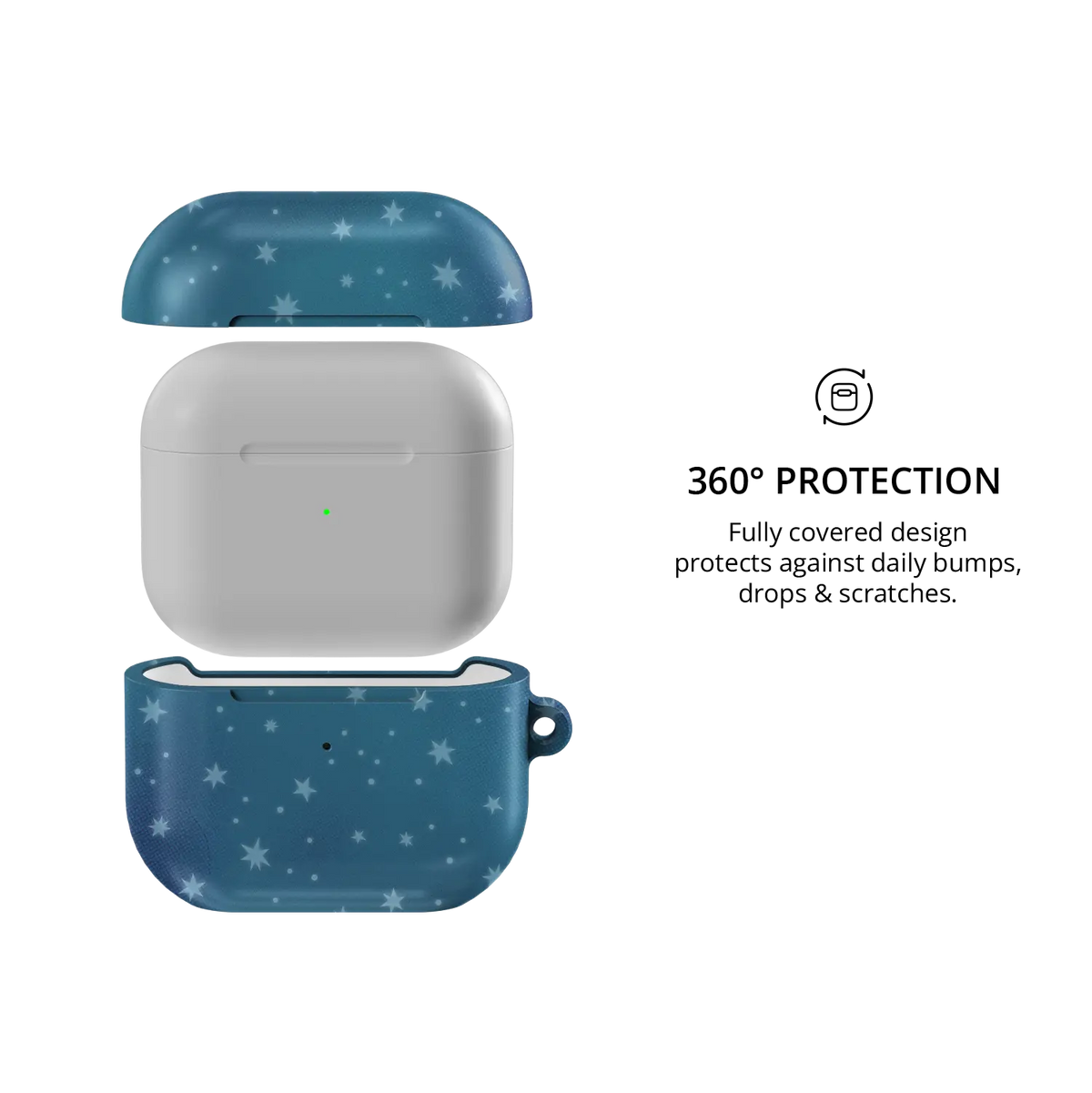 Moon Mist | Starry Blue Celestial AirPods Case - 360 degree protection view