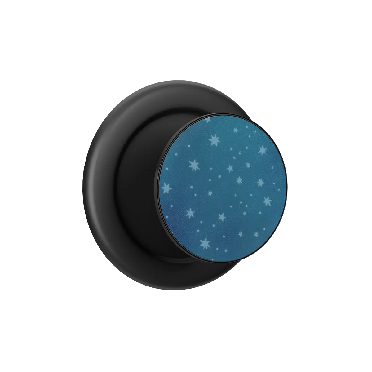 Starry blue MagSafe phone grip pop grip with built-in strong magnets and black base.