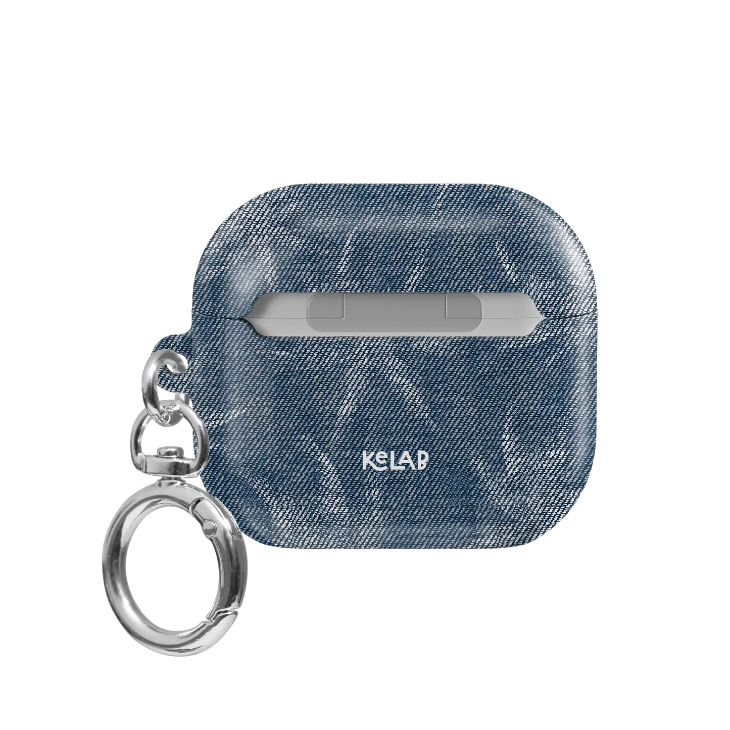 Denim Tree | Blue Patterned AirPods Case - back view