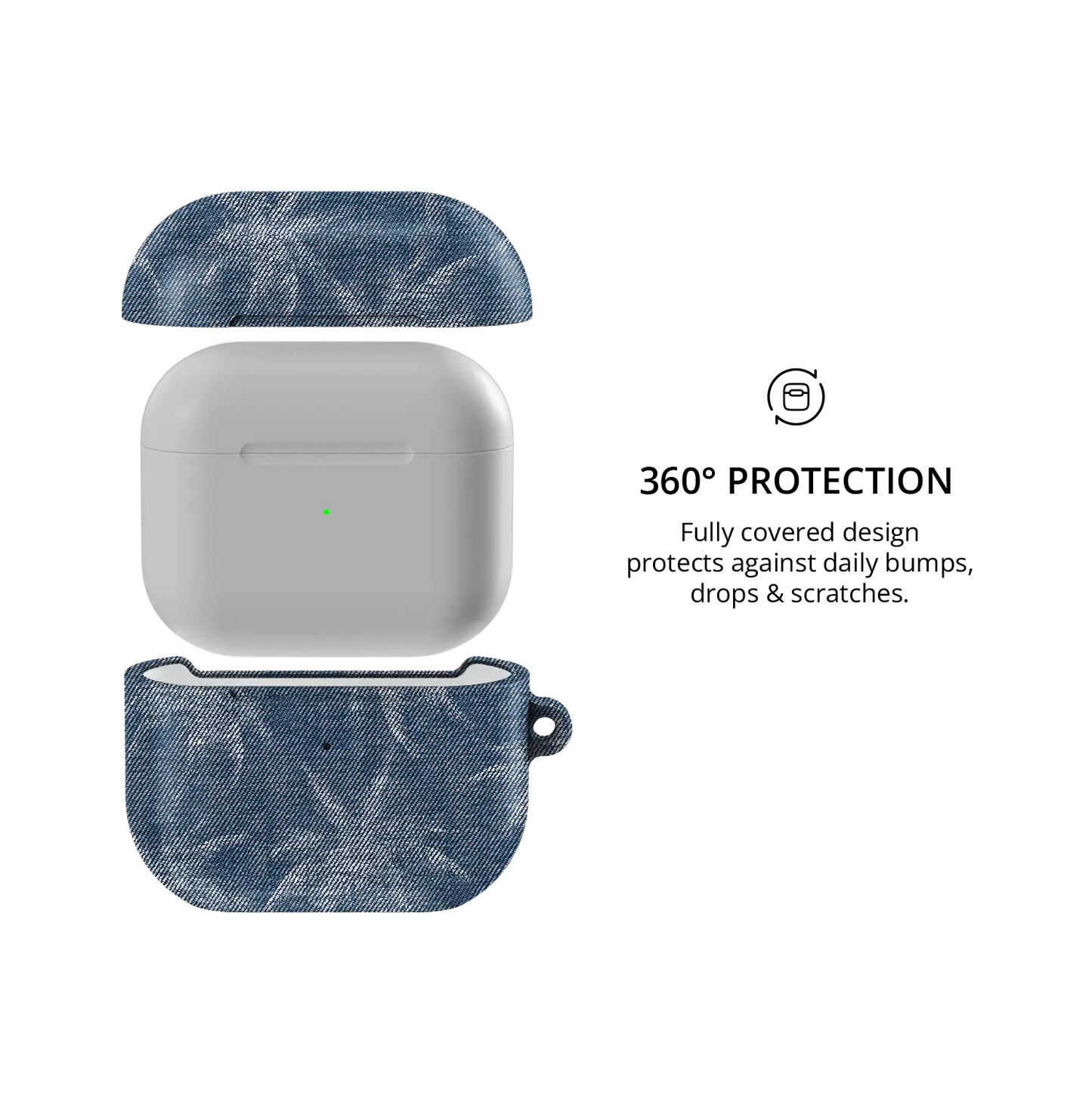 Denim Tree | Blue Patterned AirPods Case - 360 degree protection view