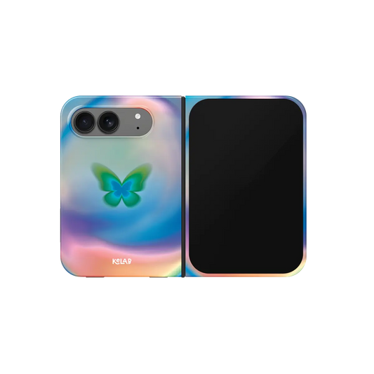 Gradient Butterfly, Dreamy Aura iPhone 18 Fold Case, unfolded front view