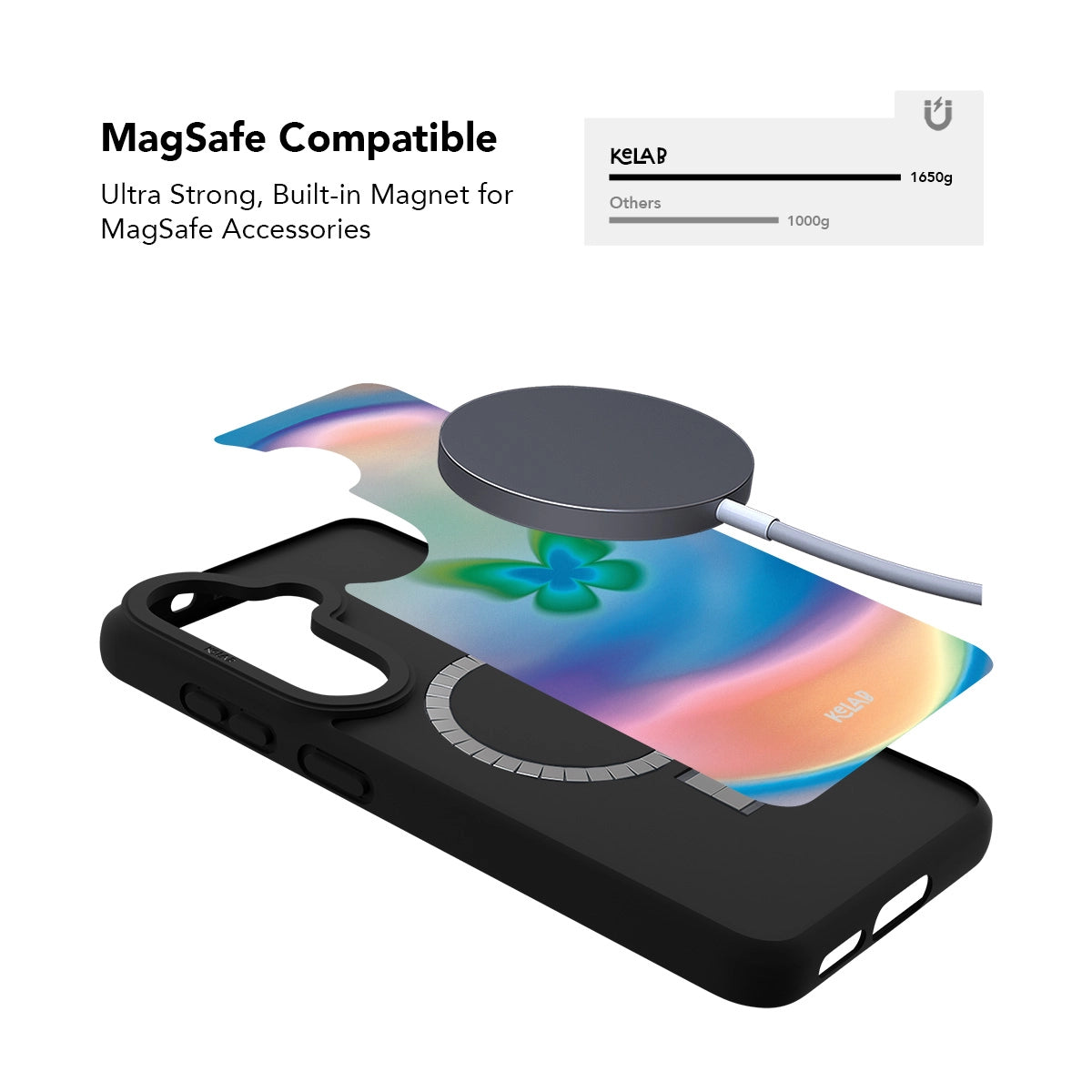 Samsung Galaxy phone case in navy blue with a minimalist design and MagSafe compatibility