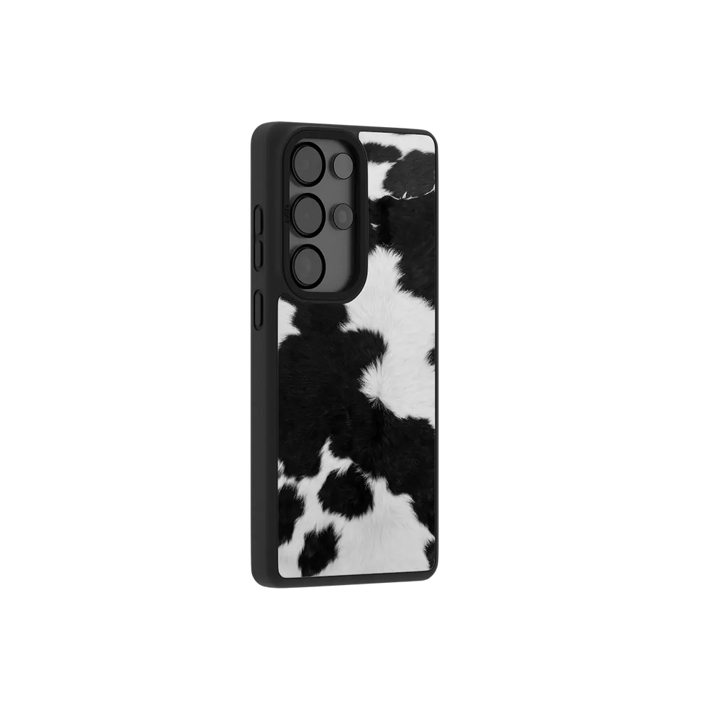 KELAB Samsung Galaxy phone case with cow prints, printed cow hide pattern design and raised lip protection
