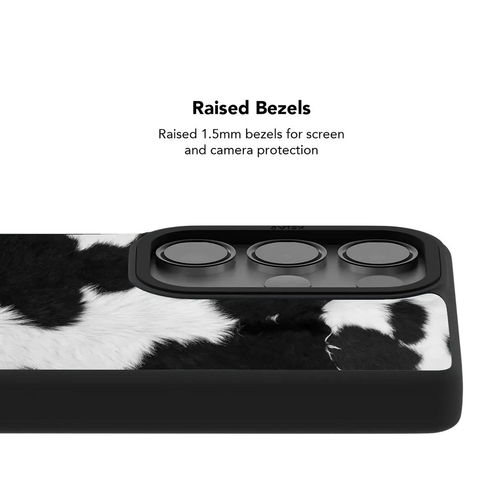 Samsung Galaxy MagSafe phone case by KELAB with cow prints and raised lip for screen and camera protection