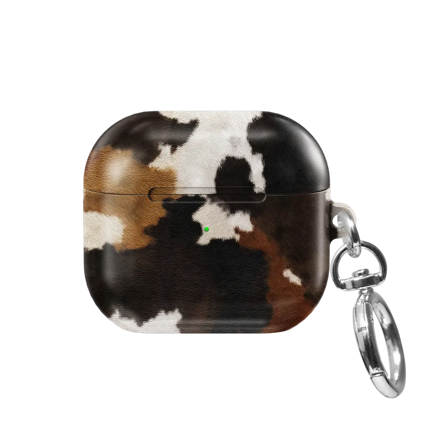 Cattle Drive | Brown & Black Cow Print AirPods Case - front view