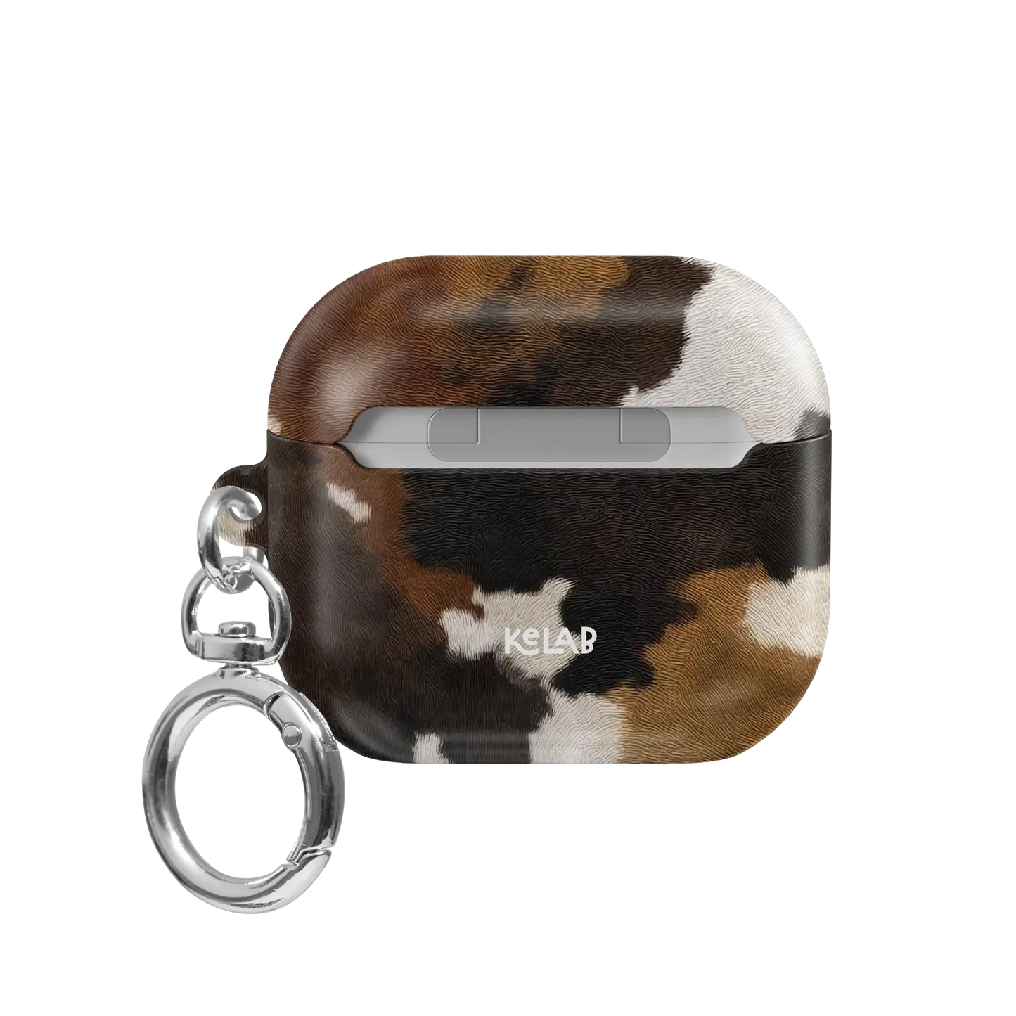 Cattle Drive | Brown & Black Cow Print AirPods Case - back view