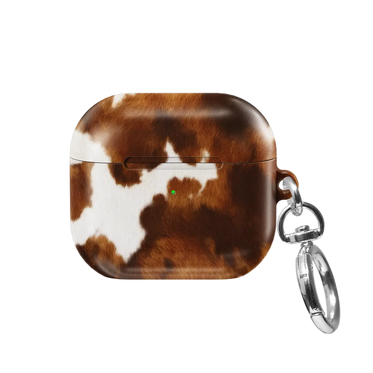 Milk & Mahogany | Brown & Cream Cow Print AirPods Case - front view
