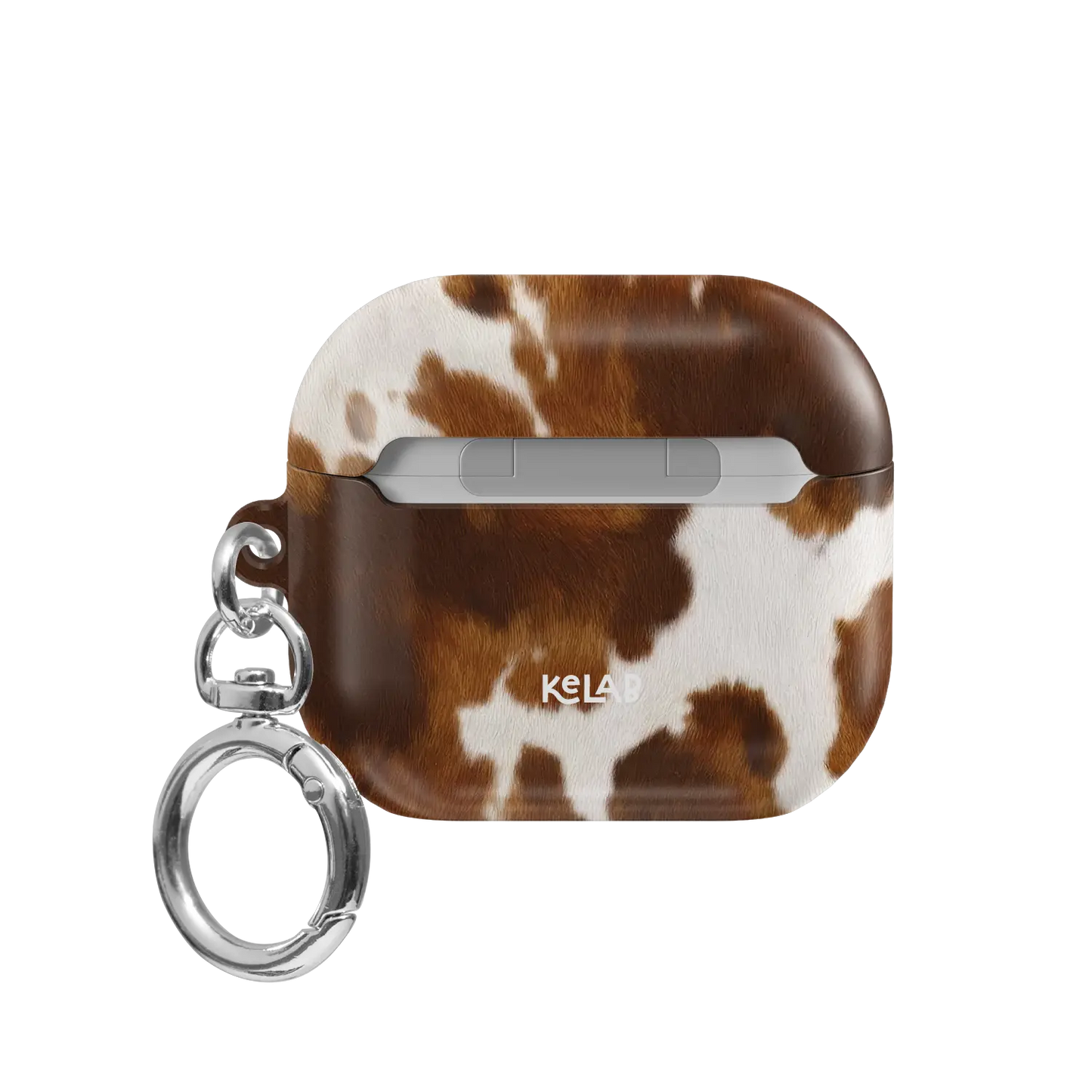 Milk & Mahogany | Brown & Cream Cow Print AirPods Case - back view