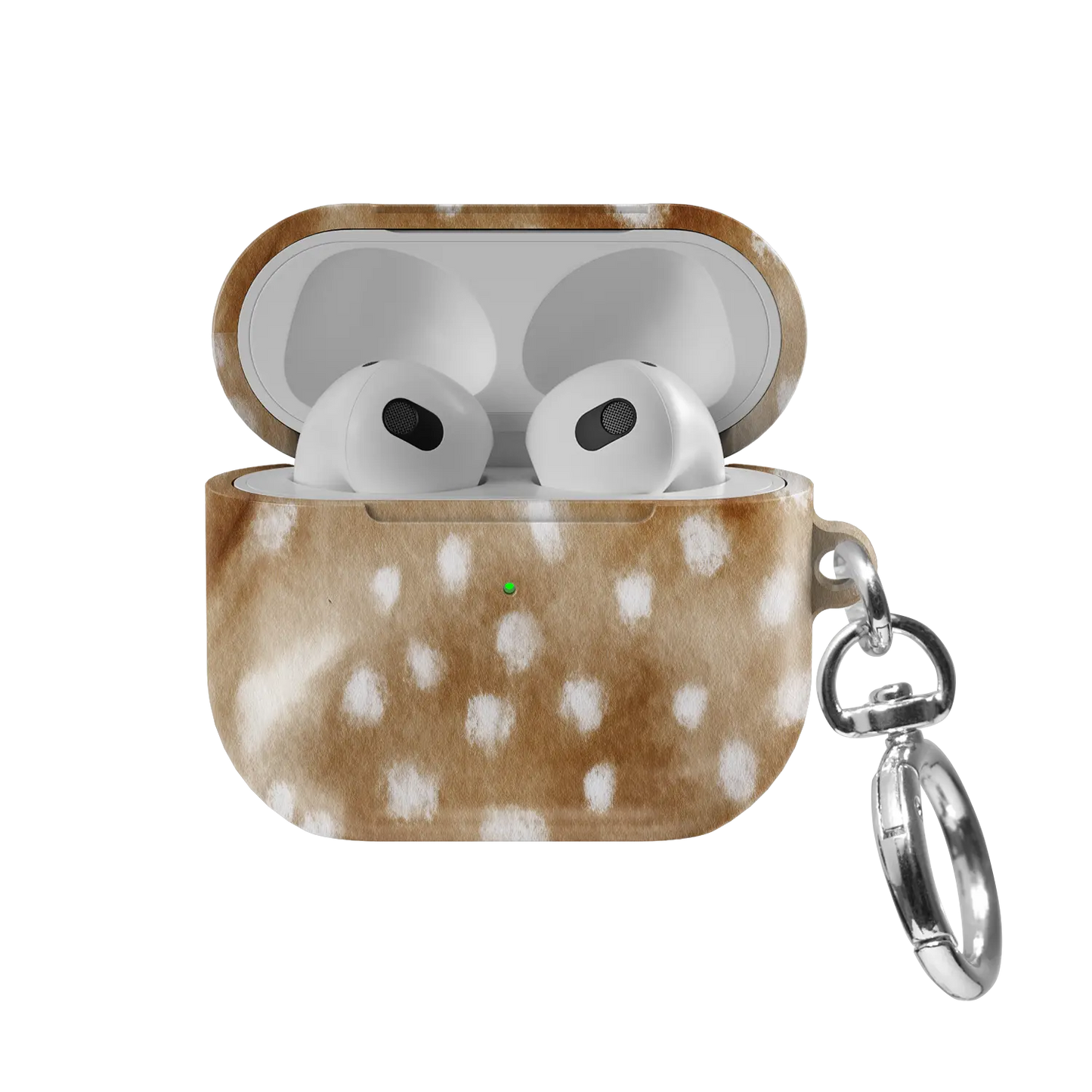 Doe Eyed Drift | Deer Print AirPods Case - front view with open lid