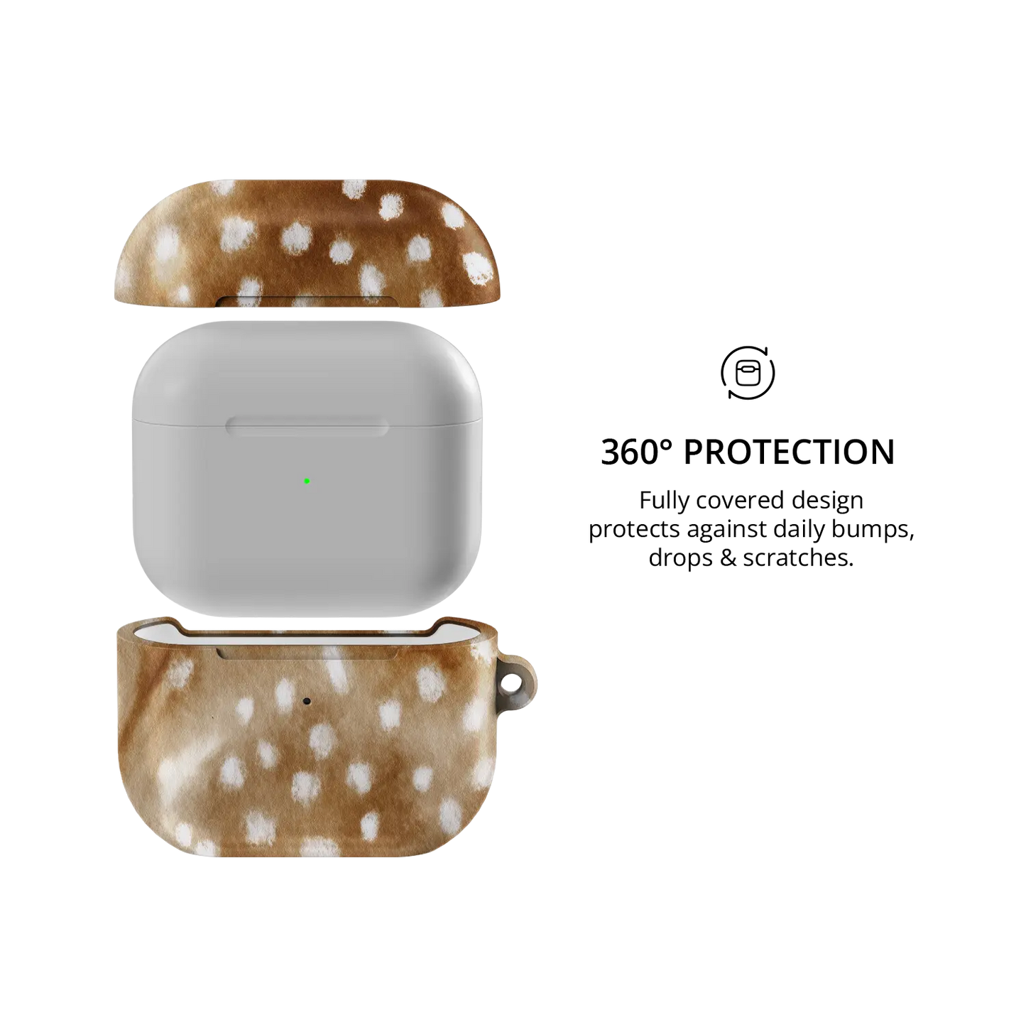 Doe Eyed Drift | Deer Print AirPods Case - 360 degree protection view